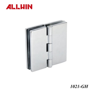 180 Degree Solid Brass Glass Door Hinge with Modern Design for 1/4" to 5/16" Glass Polished Chrome - Product Image 3