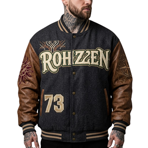 Chaqueta Bomber Varsity para Hombre de Alta Calidad, Personalizada ODM OEM, Superventas, con Bordado Vintage y Mangas de Cuero, Estilo Urbano - Product Image 4