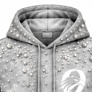 Sweat-shirt à capuche unisexe surdimensionné en maille perlée argentée avec poche kangourou, vêtement décontracté personnalisé pour le streetwear - Product Image 3