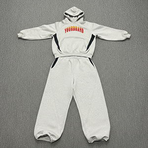 Survêtement Homme Personnalisé Hiver Streetwear Imprimé Uni 100% Coton Coupe Droite 220g Épaules Tombantes à Capuche Vente en Gros - Product Image 6