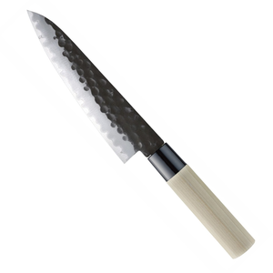 Cuchillos de chef con hoja de 180 mm, acabado martillado y mango de madera clara para picar verduras, cortar carne y uso diario en la cocina. - Product Image 3