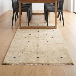 Tapis en laine noué à la main de qualité supérieure, motif tribal ivoire beige, tapis avec motifs traditionnels pour la décoration du salon - Product Image 5