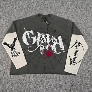 เสื้อยืดแขนยาวผู้ชายผ้าคอตตอน 100% พิมพ์ลาย DTG คุณภาพสูง แบบถักสองชั้น ระบายอากาศได้ดี กันยับ สีพื้น - Product Image 3