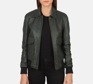 <b>Leather</b> Bomber <b>Jacket</b> Women Men Unisex Black Zipper Closure Solid Color Autumn <b>Winter</b> Wear Regular Fit Slim Style Eco-Friendly - Product Image 1
