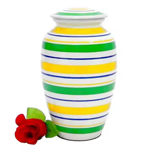 Urne funéraire de luxe en métal blanc en gros, pot commémoratif avec motif floral de lys orange et finition émaillée polie - Product Image 4