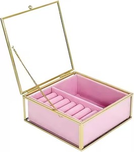 Modern Design Metal & Glass Jewelry <b>Box</b> Stylish <b>Trinket</b> Organizer for Rings Earrings Necklace Bracelet Vanity Display - Product Image 1