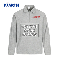 Polo à manches longues en coton pour homme de bonne qualité, décontracté, avec fermeture éclair quart de tour, logo personnalisé, marque privée