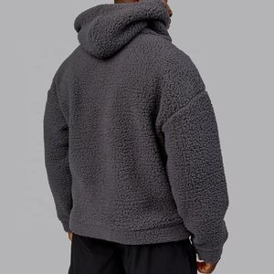 Sweat à capuche zippé en polaire Sherpa pour homme, coupe ample, style Teddy, vêtement d'extérieur décontracté pour l'hiver - Product Image 2