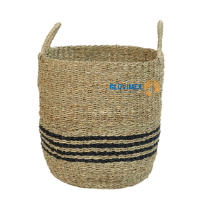 Panier de rangement rustique en jonc de mer Vietrustic, fait main, écologique, organisateur multifonctionnel pour le linge - Product Image 1