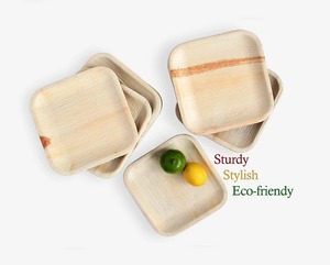 Assiettes jetables en feuilles de palmier d'arec, biodégradables, écologiques, naturelles, rondes et carrées, pour fêtes, dîners, traiteur, vaisselle en gros - Product Image 1