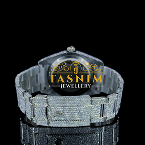 Reloj Deportivo de Lujo para Hombre con Diamantes VVS, 41 mm, Cristal Analógico, 20 mm, Negro, Blanco y Dorado, Chapado en Dos Tonos, Acero Inoxidable ETA - Product Image 4