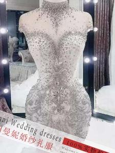 คอลเลคชั่นใหม่ ชุดราตรีทรงบอลกาวน์ไซส์ใหญ่ ยาวกรอมพื้น ดีไซน์ทรงเมอร์เมด คอวีลึก แต่งลูกไม้ ประดับคริสตัล สำหรับงานแต่งงานแบบแอฟริกัน - Product Image 5