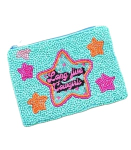 กระเป๋าใส่เหรียญปักลูกปัดทำมือ ลายเงือกน้อยสีฟ้า จากอินเดีย - Product Image 1