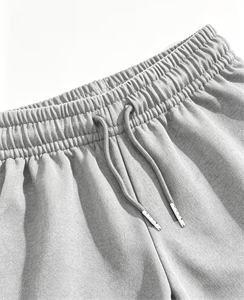 Men's Elastic Waist Solid Knitted Cotton Sweat Shorts Breathable Mid Waist Casual Athletic Pants with Pockets - Product Image 5