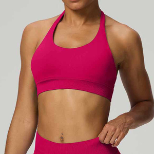 High Quality Lilac Chiffon Kini Sports <b>Bra</b> Adjustable <b>Straps</b> Bikini Cut Top Deep V Front & High Impact Women Fitness Sports <b>Bra</b> - Product Image 6