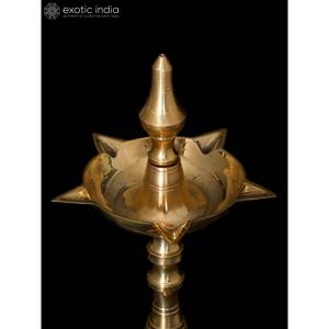 Lampe rituelle en laiton de 11 pouces pour décoration intérieure Diya fait à la main pour temple d'Inde - Product Image 4