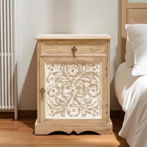 Bedside, Multipurpose for Living and Bed Room, Solid Wood, Natural Matte Finish - Product Image 1