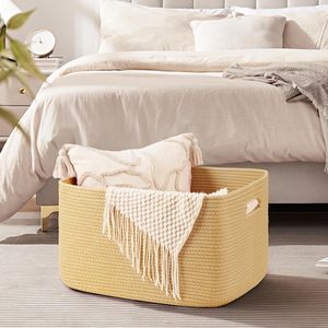75L Eco-Friendly Modern Woven Cotton Rope <b>Storage</b> Basket 22x17x12 for <b>Drink</b>/Food Use in Living Room Bedroom Nursery - Product Image 3