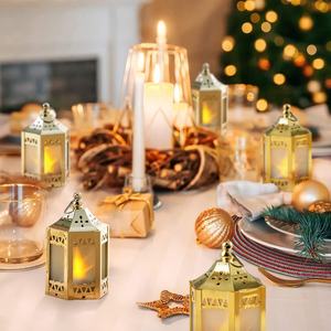 Set of 6 <b>Mini</b> Moroccan Gold Metal Candle <b>Lantern</b> of high quality and completely customization - Product Image 4