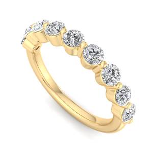 Anillo de lujo de oro rosa con diamantes redondos de talla brillante, siete piedras en banda de burbujas, apilable, semi-eternidad, joyería de moda para mujer. - Product Image 3