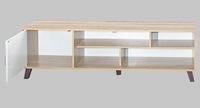 Meuble TV Moderne de Luxe Foster en Panneau de Particules MDF, Montage Rapide, Style Nordique Contemporain, avec Fonctionnalité Lumineuse et Portes Coulissantes, pour Salon et École