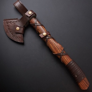 Hacha Vikinga de Damasco Hecha a Mano con Mango de Madera, Forjada a Mano, 24 Pulgadas, para Camping, Bushcraft y Supervivencia - Product Image 5