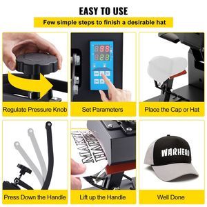 Pressa Termica Digitale Curva 6x3.75 Pollici con Display LCD, Telaio in Acciaio Rigido, Design Antiaderente per Stampa su Cappelli e Tazze - Product Image 1