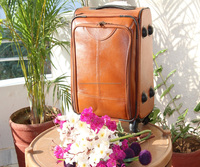 Trolley de voyage classique en cuir véritable avec fermeture à glissière Sac de nuit en cuir de vachette classique Bagage de transport Bagage à main
