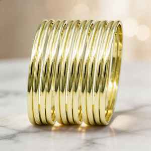 Venta al por Mayor de Brazaletes de Latón Chapados en Oro de 14K, 18K y 24K, Lisos, de 3 y 4 mm, Estilo Indo-Occidental, Juego de 12 Piezas, Joyería para Mujer - Product Image 1