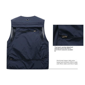 Gilet d'extérieur pour homme, randonnée, pêche, chasse, orange, multi-poches, séchage rapide, respirant - Product Image 6