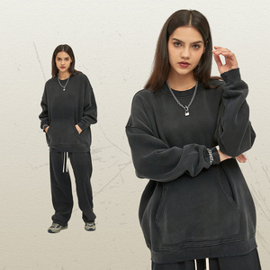 Sweat à capuche personnalisé en coton 100% délavé, uni, à manches longues pour homme - Product Image 5