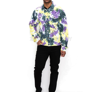 Chaqueta de mezclilla tie-dye para hombre fabricada en Pakistán, color personalizado, chaqueta de mezclilla tie-dye para hombre con logo personalizado, chaqueta de mezclilla para hombre - Product Image 2