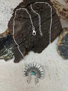 Kingman Turquoise <b>Necklace</b> Handmade Sterling Silver Artisan Boho Southwestern <b>Statement</b> Jewelry Third Party Certified Link Chain - Product Image 6