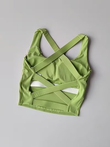 Premium Matte Black Yoga Sports <b>Bra</b> | Multi-Strap <b>Open</b>-Back Fitness Tank | Nylon Spandex Push-Up Athletic Camisole Top - Product Image 5