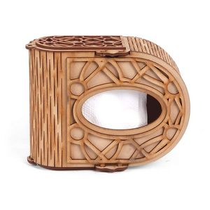 Modern Wooden Laser Cut Handmade Eco-Friendly <b>Tissue</b> & Napkin Holder Decor for Home Party <b>Wedding</b> - Product Image 2