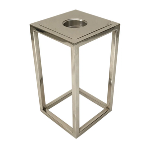 Juego de Portavelas de Metal Plateado de Lujo, Moderno, Geométrico, Cúbico, con Acabado de Acero Inoxidable, Forma de Linterna Hueca - Product Image 2