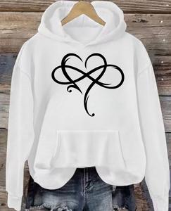 Sweat à capuche graphique blanc unisexe Infinity Heart pour hommes - Product Image 1