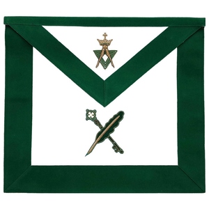 Delantal de Secretario Tesorero para Grados Masónicos Aliados, Terciopelo Verde, Regalia Masónica, para Ceremonias de Logia, Prenda de Regalia Premium para Francmasonería - Product Image 1