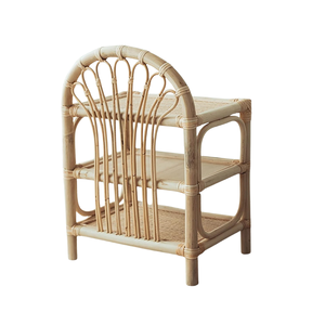 Étagère d'appoint en rotin naturel à 3 niveaux avec étagères tressées pour le rangement dans le salon et la chambre à coucher, organiseur en rotin à 3 niveaux - Product Image 1