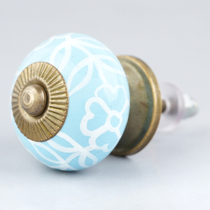 Boutons de commode en céramique faits à la main, turquoise et blanc, en forme de feuille, poignées de tiroir et de porte, vente en gros - Product Image 2