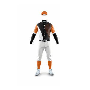 Ensemble d'uniformes de baseball personnalisés PITCHER INTERNATIONAL pour hommes, noir, orange, blanc, impression par transfert thermique, polyester respirant, sans couture - Product Image 2