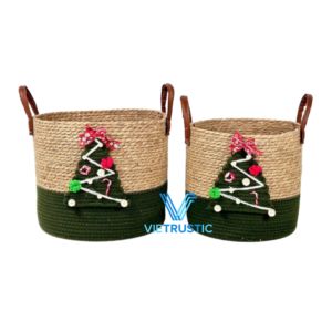 Cesta de Mimbre Hecha a Mano de Primera Calidad para Navidad, Organizador de Almacenamiento Multiusos, Proveedor Mayorista Personalizado - Product Image 4