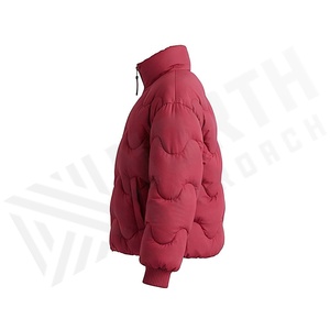 Hooded Quilted Waterproof <b>Bubble</b> Jacket Black Full Sleeve Winter Windproof Cotton Shell Knitted Fabric Polyester Filling Stand - Product Image 3