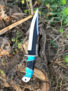 Couteau Bowie de chasse/survival en acier à haute teneur en carbone forgé à la main, manche ergonomique en résine, lame fixe à pointe tombante, qualité industrielle OEM - Product Image 3