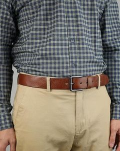 Cinturones de Moda de Cuero Vacuno Personalizados OEM para Hombre, de Cuero Genuino con Doble Hebilla de Aleación, Venta al por Mayor con Logotipo Personalizado - Product Image 1