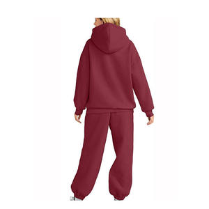 Conjunto deportivo informal de algodón de color sólido con capucha, estilo oversized, para mujer. - Product Image 2