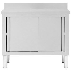 Tavolo da lavoro da cucina commerciale in acciaio con porte scorrevoli 39.4 \ "x19.7 \" x(37.4 \ "-38.2 \") in acciaio inox - Product Image 4