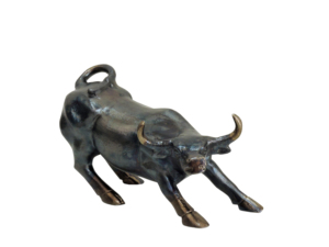 Artesign Figurine de taureau en fer et marbre, finition bronze anthracite, Statue d'ox de Wall Street, Décoration de bureau moderne - Product Image 1
