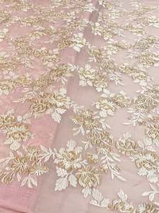 Premium Malty Embroidery Fabric <b>Sequin</b> Embroidered Mesh Lace Fabric for Wedding Bridal Couture and Fashion Apparel - Product Image 3