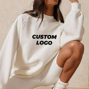 Sudadera de felpa 100% algodón ecológica personalizada para mujer, estilo oversize con hombros caídos, cuello simulado y cuello redondo, parte delantera lisa. - Product Image 4